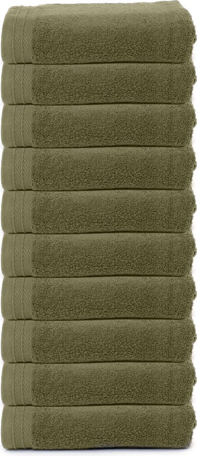 The One Towelling Organische Handdoeken Set - 10 Stuks - 50 x 100 cm - Hotelkwaliteit - Handdoekenset - Badhanddoek - 550gr/m2 - Katoen - Olijfgroen