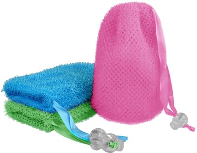 Dailygoods- Zeepzak - Exfoliërend Zeepbesparend Zakje - Bodyscrubber - Trekkoord - Rijk Schuim - Bevorderd Bloedcirculatie - Zeepdispenser