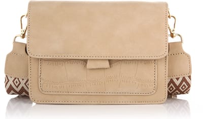 Michelle Bags & Accessories - compact schoudertas - crossbody tas - dames - cadeautip - beige - geweven schouderriem