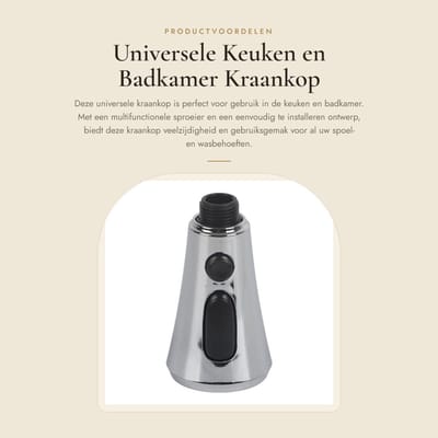 Dailygoods- Kraankop Universeel - Multifunctionele Sproeikop - Roterende Keukenuitloop - Eenvoudig te Installeren - Voor Oogspoelen en Gezicht Wassen - Messing/ABS Materiaal - Keukenkraan