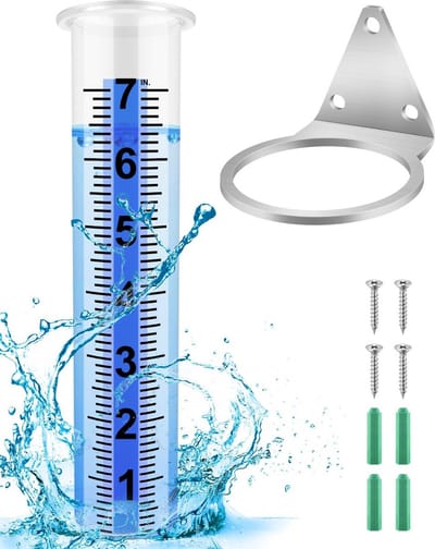 Regenmeter Buis - Wateropvang Bak - Tuin Weer Meten - Grote 7 Inch Schaal - Verdikt Plastic - Transparant