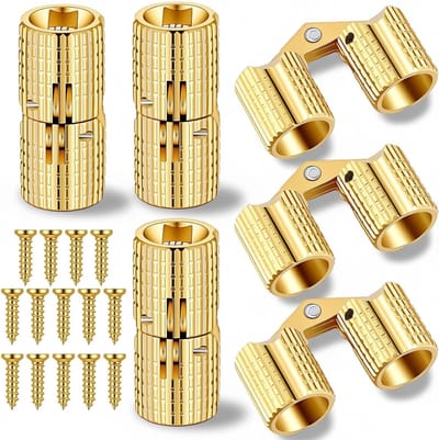 Verborgen Kleine Barrel Scharnieren, 6 Stuks 8mm met 14 Stuks Schroeven, Mini Scharnier voor Houtbewerking en Sieraden Dozen, 180 Graden Opening (Goud)