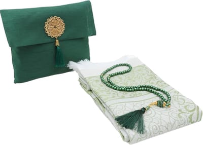 Islamitisch Gebedskleed Set - Gebedsmat met Tasbih - Religieus Gebruik - Inclusief Parel Tasbih - 115 x 68 CM