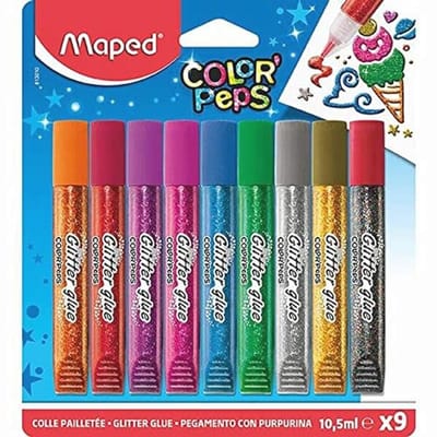 Glitterlijm voor Kinderen - 9 Kleuren voor Creatief Knutselen