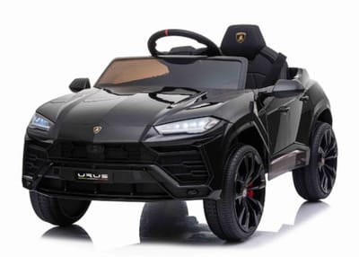Lamborghini Urus elektrische kinderauto zwart - full options - licentie auto - 12V kinderauto met afstandsbediening, lederlook stoel, verlichting en openslaande deuren