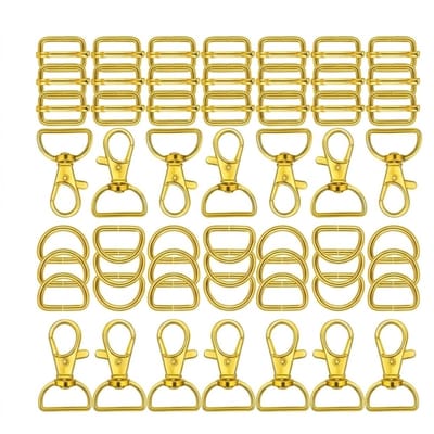 Goudkleurige sleutelhaak set 56 stuks metalen sleutelhanger onderdelen met draaibare lobster clasp, D ring en verstelgesp, geschikt voor sleutelhanger, tas en accessoire montage
