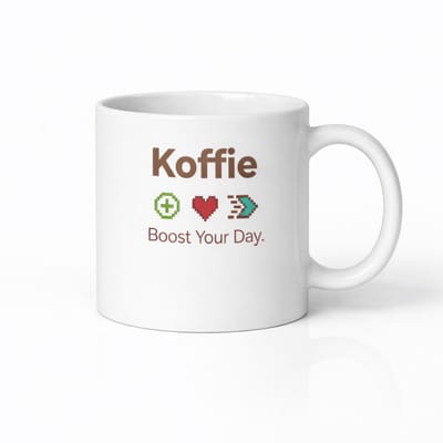 Koffie Boost Your Day Mok - Pixel Art Design