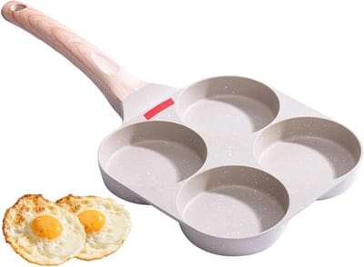 Koekenpan met antiaanbaklaag - Eierpan pannenkoekenpan - Ontbijt bereiden - Vierkante vorm - 4 holtes - Zwart