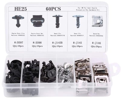 Allecto - Motor Splash Shield - 60 Stuks - Ondersteuning voor Auto en Motor - Zwart en Zilver - Fixing Clips - Universele Pasvorm