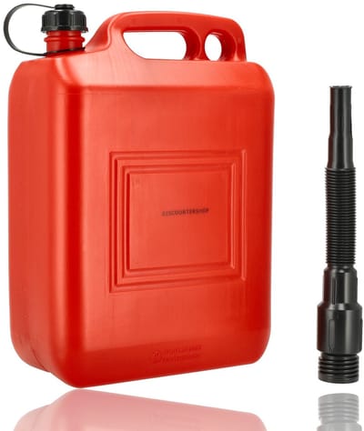 Jerrycan 10 Liter Rood – UN-gekeurde Brandstof Jerrycan Voor Benzine en Diesel – Inclusief Lange Schenktuit en Vulslang – Lekvrije Kunststof Benzinetank – Voor Auto, Boot, Camping en Werkplaats