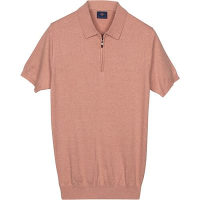 Baileys Polo Zip Collar Jersey Knit Short Sleeve Dusty Rose / male