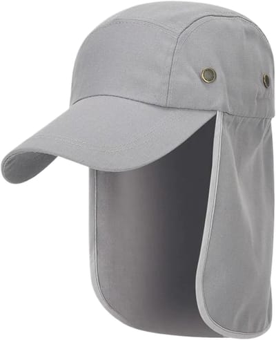 Cap met UV-bescherming en nekflap voor Mannen - Grijs, Zonnehoed, Zomerhoed