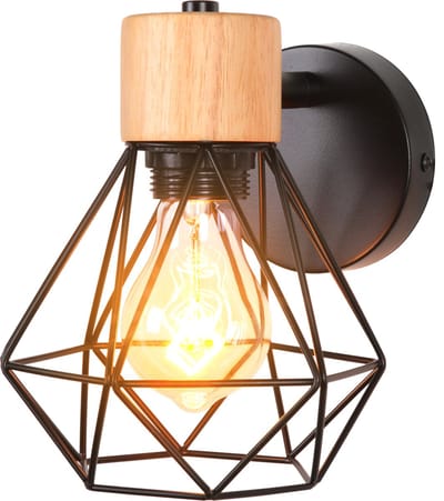 Industriële Wandlamp 90° Draaibare E27 Kooilamp voor Slaapkamer Gang Woonkamer Zwart