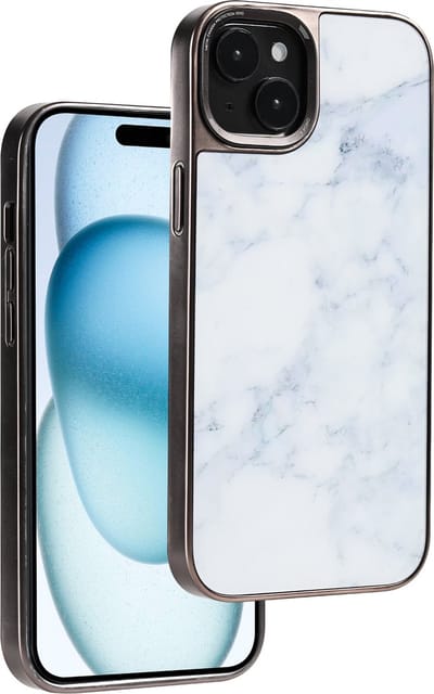 Telefoonhoesje Geschikt voor iPhone 15 hoesje Marmer shockproof backcover Wit
