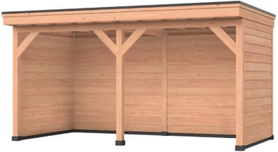 Douglas overkapping, 500 x 250, Met achterwand en twee zijwanden, Westwood Comfort Basic