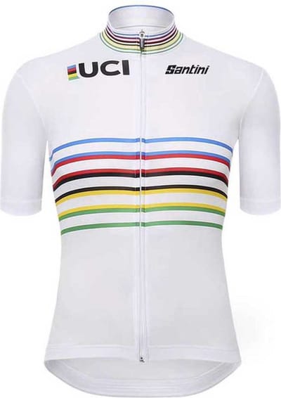 Santini Uci Official World Champion Master Korte Mouw Wielertrui Wit S Vrouw