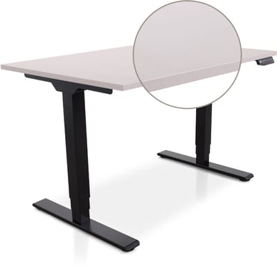 Lineaflex MRC COMFORT Zit-Sta Bureau – Elektrisch Verstelbaar – 120x80 cm – Blad Sand Grey – Zwart Frame – ARBO Norm NEN-EN 527 – Met memorybediening – 100 KG Draagvermogen – 130 cm Hoog