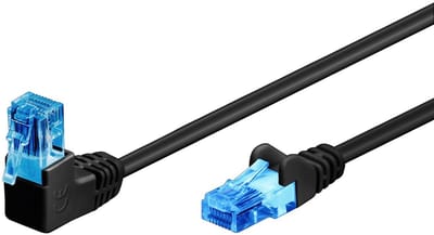 UTP CAT6A 10 Gigabit Netwerkkabel - 1 kant haaks - CCA - 0,25 meter - Zwart
