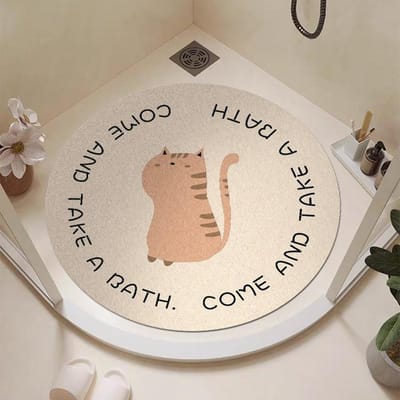 Badkamer Antislip Mat Doucheruimte Ronde Cartoon Dier Uitgehold Antislip Mat Badkamer Anti-val Kan Worden Gesneden 60*60