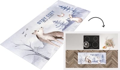Keukenloper - Loper keuken - Winter - Quote - Bos - 120x50 cm - Keukenloper vinyl