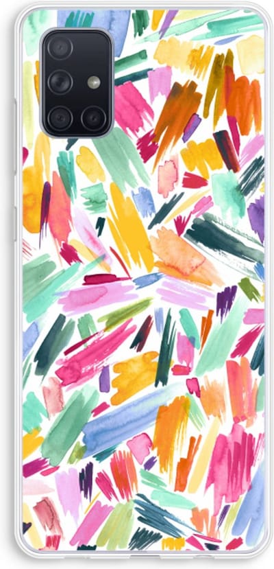 Case Company® - Hoesje geschikt voor Samsung Galaxy A71 hoesje - Watercolor Brushstrokes - Soft Cover Telefoonhoesje - Bescherming aan alle Kanten en Schermrand