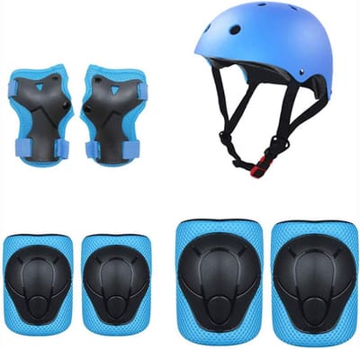 Kinder Beschermset - Valbescherming Set - Buitensporten Bescherming - 7 Delige Kit - 3-9 Jaar - Blauw