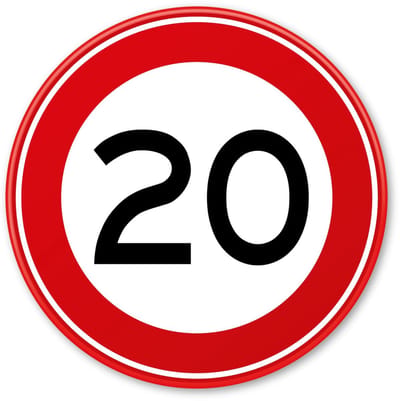 Verkeersbord Maximum snelheid 20km - A01-20 - Weerbestendig Aluminium - Ø40 cm - Bevestiging: Zonder bevestiging (alleen het bord)