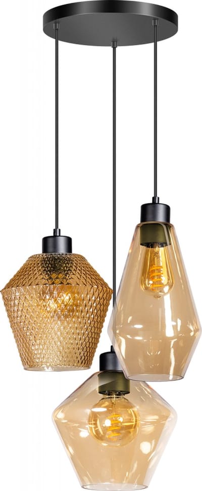 ETH Hanglamp Origin 3x E27 IP20 Amber Zwart