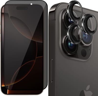 Privacy Screenprotector & Camera Protector geschikt voor iPhone 16 Pro - Volledig Dekkend Gehard Glazen Tempered Glass Krasbestendig