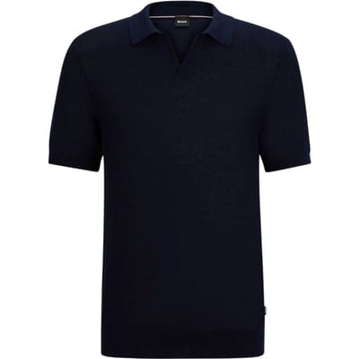 Boss Tempio-poloshirt voor heren met V-hals en normale pasvorm (Donkerblauw)