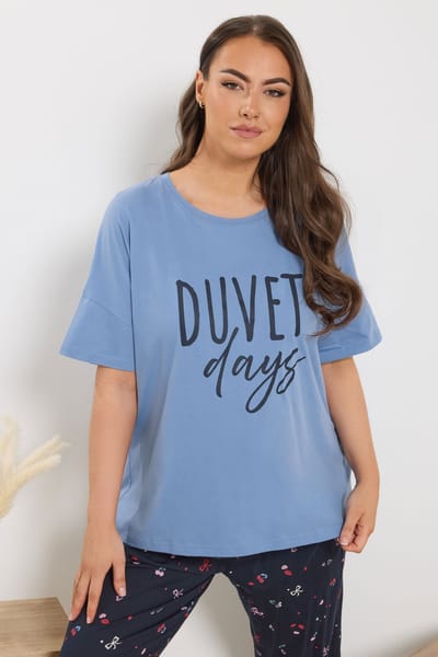 Yours Blauw 'Duvet Days' Slaapshirt Size 42-44