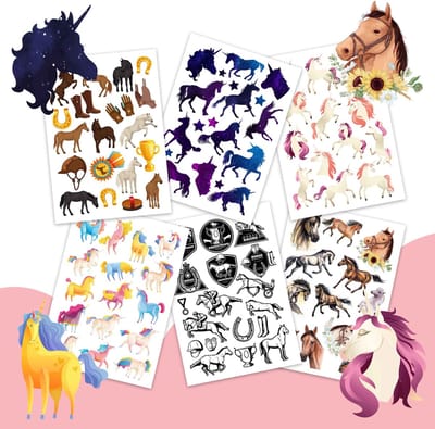 Paarden Plaktattoos - 100 Tijdelijke Tattoos - Neptattoos Meisjes