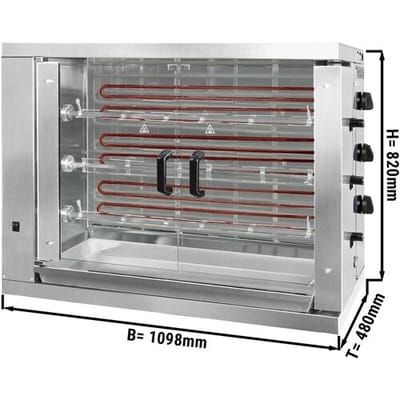 GGM Gastro Elektro Hähnchengrill - 14.4 kW - mit 3 Spießen für bis zu 18 Hähnchen Zilver