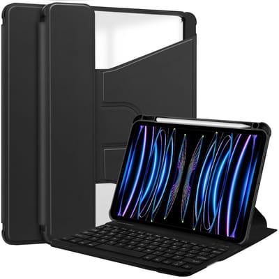 Roterende Acryl Bluetooth Toetsenbord Hoes met Penhouder voor iPad 11 (A16) 2025 / iPad 10th 10.9'' 2022