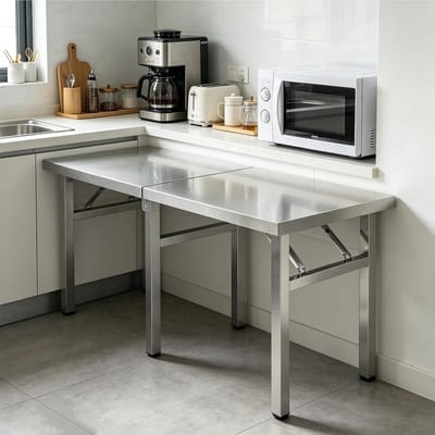 Prep Table Keukeneiland Inklapbaar, Outdoor Draagbare Picknick Campingtafel Roestvrijstalen Werktafel Aanrecht Utility Tafel, Rechthoekige Opvouwbare Eettafel(180x50x75cm)