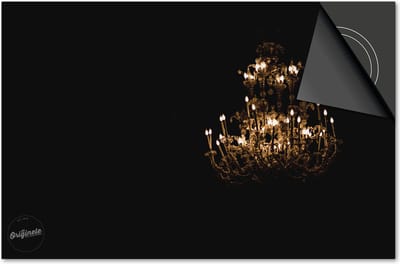 Inductie beschermer 60x60 - afdekplaat inductie mat - Dietrix Kookplaat beschermer - Exclusief - Black en Gold - Kroonluchter