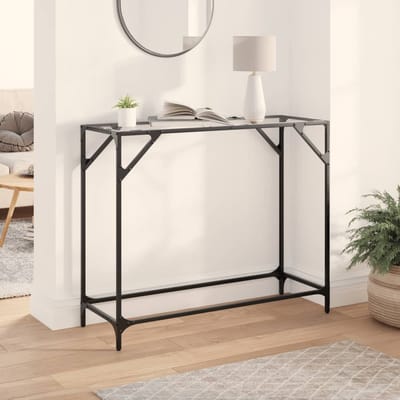vidaXL - Wandtafel - met - transparant - glazen - blad - 98x35x81 - cm - staal