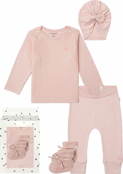 Noppies - Cadeausetje - Newborn - Cadeaudoosje met Kledingset - Kraamcadeau - Babyshower - 4delig - Broek Naura - Shirt Natal - Muts Niwot - Slofjes Nelson - Rose Smoke - Maat 56