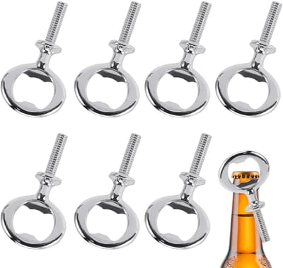 Dailygoods- Flesopener Set 8 Stuks - Multifunctionele Flesopeners - Kurkentrekker - Bieropener - Sleutelhanger - Zilveren Ijzer