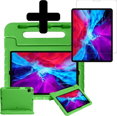 Hoesje - Geschikt voor Apple iPad Pro (2020) - 11 inch - Met Screenprotector - Kinderhoes - Shockproof Bumper - Kidsproof Case - Tablethoes - Kinder Hoes Cover - Groen