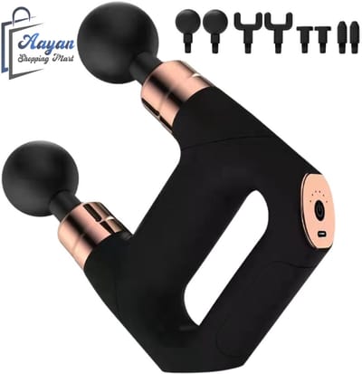 Massage Gun – Dubbele Lichaams- en Rugmassager met 8 Opzetstukken – 69418