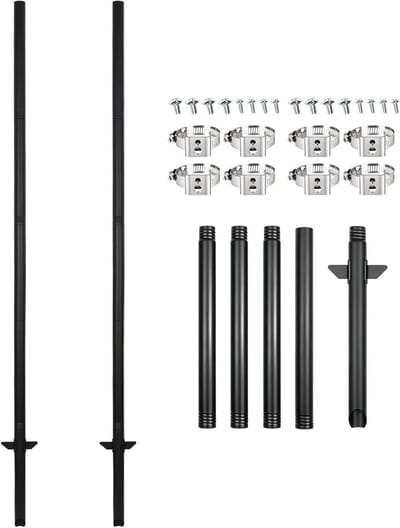 Veiligheidspaal voor Tuin - 2 Stuks Schildhouder met Punttang en Accessoires, 200 cm Hoog voor Waarschuwingsborden en Bescherming