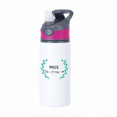 Hacebo® - niece I love you waterfles met rietje roze - Nicht - de liefste nicht - verjaardag - cadeautje voor nicht - nicht artikelen - kado - geschenk - water fles - 650ML