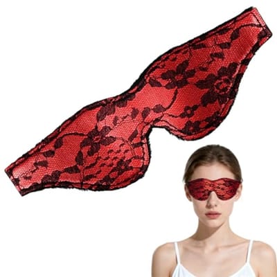 Satijnen Oogmasker - Zacht Slaapmasker voor Volwassenen, Verduisterende Oogbescherming met Kantafwerking, Comfortabel voor Thuis, Reizen en Ontspanning - Rood