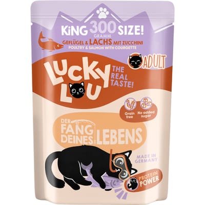 Dubbelpak: 2x300g Lucky Lou Adult Gevogelte & Zalm nat kattenvoer
