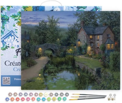 Figured'Art Schilderen op Nummer Volwassenen met lijst - Lichtgevende oase van rust - Handwerk acrylverf Kit DIY Compleet - 40x50cm Canvas al ingelijst