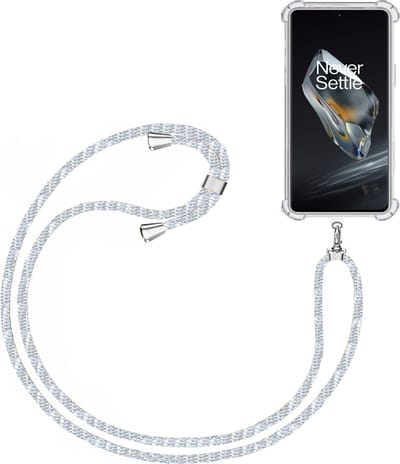 Telefoonkoord + Hoesje Geschikt voor OnePlus 12 - Lengte Verstelbaar - Telefoonketting - Shock Proof Case - Baby Blauw