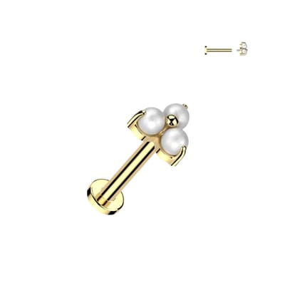 Piercing titanium pearl prong 1.2x6x5 - goud - LMPiercings
