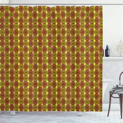 ABAKUHAUS Abstrakt Douchegordijn – 175x200 cm – polyester, geel/oranje