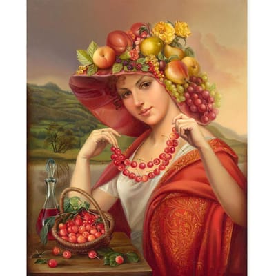 5D DIY volledige ronde diamant schilderij fruit meisje borduren kruissteek strass 20X30CM brown